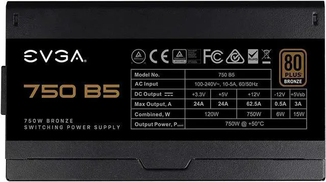 Alt view image 14 of 15 - EVGA 750 B5, 80 Plus BRONZE 750W, Fully Modular, EVGA ECO Mode, 5 Year Warranty, Compact 150mm Size, Power Supply - 220-B5-0750-V1