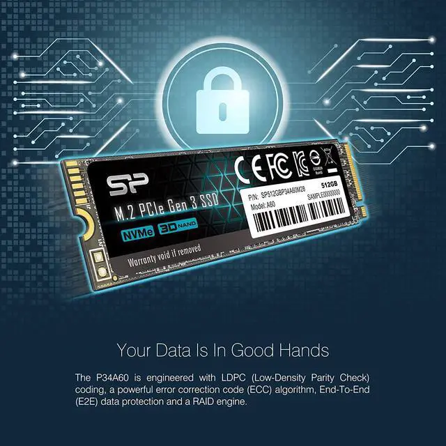 Alt view image 9 of 11 - Silicon Power 512GB NVMe M.2 2280 PCIe Gen3 x4 SSD (SP512GBP34A60M28SN)
