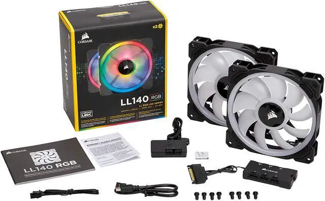 Alt view image 8 of 14 - Corsair LL Series CO-9050074-WW LL140 RGB, 140mm Dual Light Loop RGB LED PWM Fan, 2 Fan Pack with Lighting Node PRO