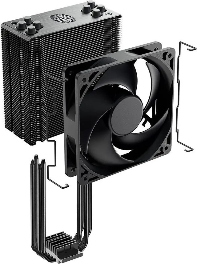 Alt view image 11 of 20 - Cooler Master Hyper 212 Black Edition CPU Air Cooler, Silencio FP120 Fan, 4 CDC 2.0 Heatpipes, Anodized Gun-Metal Black, Brushed Nickel Fins for AMD Ryzen/Intel LGA2066/1151 Compatible