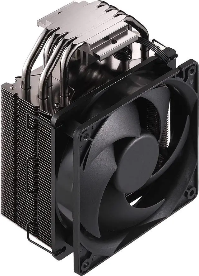 Alt view image 7 of 20 - Cooler Master Hyper 212 Black Edition CPU Air Cooler, Silencio FP120 Fan, 4 CDC 2.0 Heatpipes, Anodized Gun-Metal Black, Brushed Nickel Fins for AMD Ryzen/Intel LGA2066/1151 Compatible
