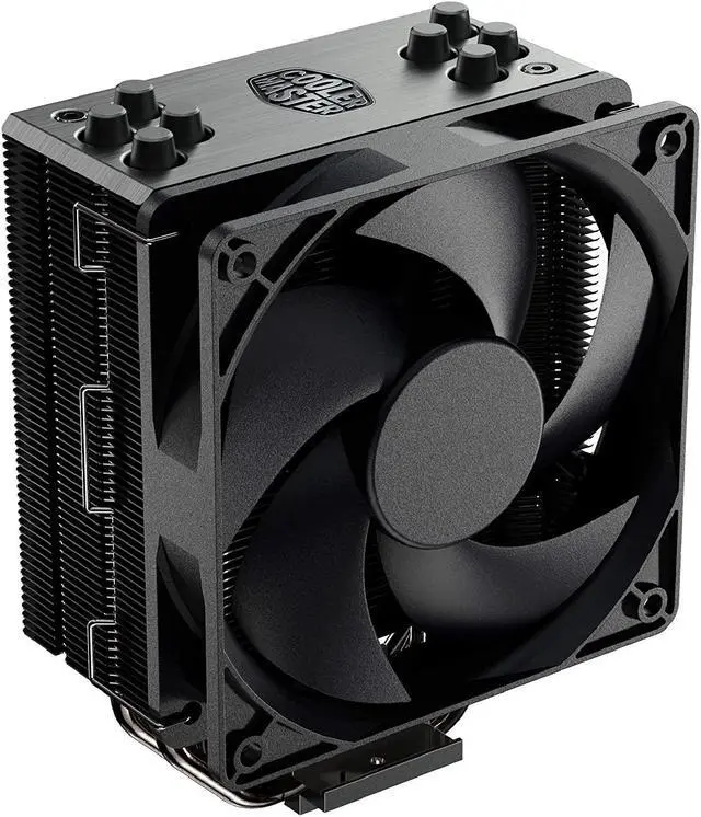 Alt view image 6 of 20 - Cooler Master Hyper 212 Black Edition CPU Air Cooler, Silencio FP120 Fan, 4 CDC 2.0 Heatpipes, Anodized Gun-Metal Black, Brushed Nickel Fins for AMD Ryzen/Intel LGA2066/1151 Compatible