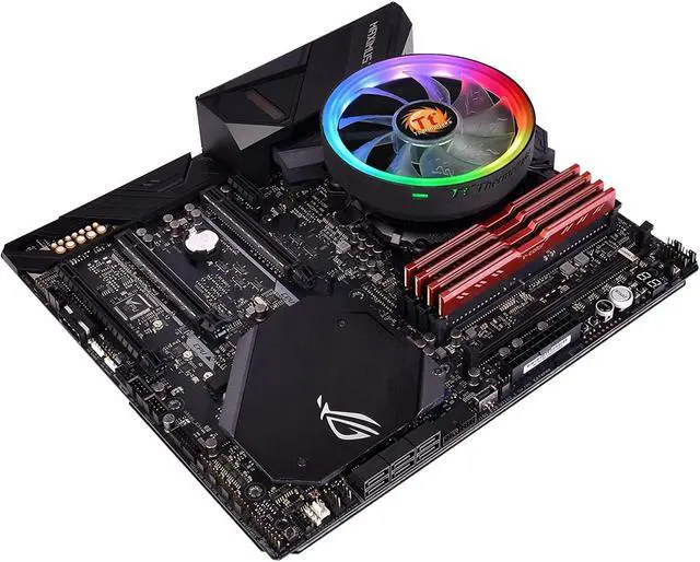 Alt view image 17 of 20 - Thermaltake UX100 5V Motherboard Sync High Airflow Hydraulic Bearing ARGB Lighting CPU Cooler