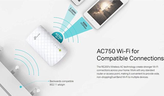 Alt view image 10 of 9 - TP-Link AC750 Wifi Range Extender | Up to 750Mbps | Dual Band WiFi Extender, Repeater, Wifi Signal Booster, Access Point| Easy Set-Up | Extends Wifi to Smart Home & Alexa Devices (RE200)