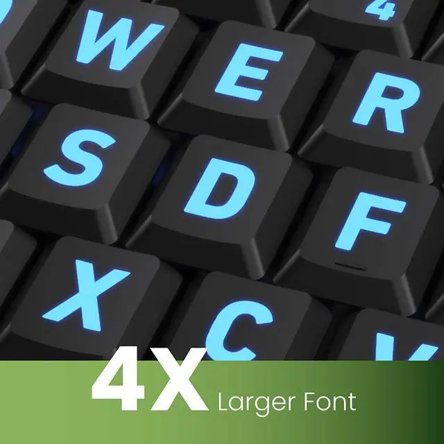 Alt view image 5 of 5 - Azio Vision Backlit USB Keyboard with Large Print keys and 5 Interchangeable Backlight Colors (KB506) - Wired