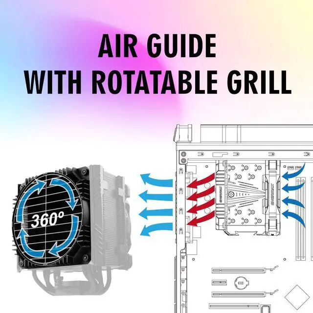 Alt view image 19 of 19 - Enermax ETS-T50 Axe ARGB White CPU Air Cooler, 230W+ TDP for Intel/ AMD Universal Socket, AM4 & AM5 / LGA 1700/1200/1151, 5 Direct Contact Heat Pipes, 120mm PWM Fan - AM5 & LGA1700 Ready