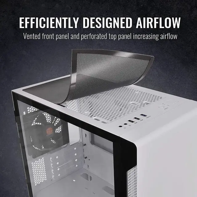 Alt view image 18 of 18 - Thermaltake S100 Tempered Glass Snow Edition Micro-ATX Mini-Tower Computer Case with 120mm Rear Fan Pre-Installed CA-1Q9-00S6WN-00