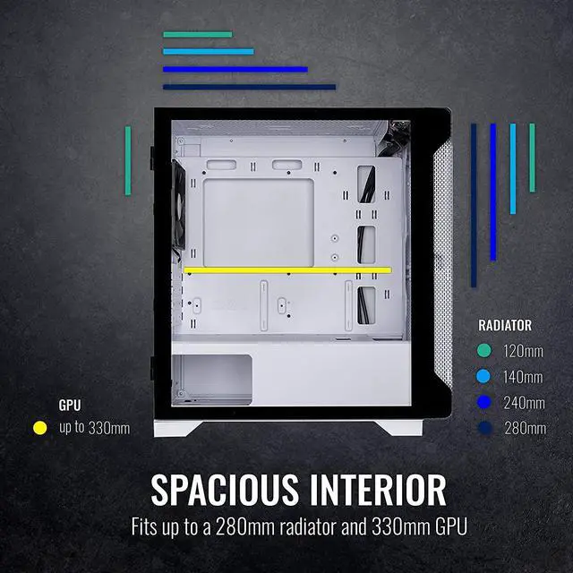 Alt view image 16 of 18 - Thermaltake S100 Tempered Glass Snow Edition Micro-ATX Mini-Tower Computer Case with 120mm Rear Fan Pre-Installed CA-1Q9-00S6WN-00