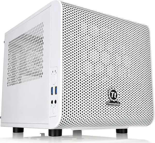 Alt view image 13 of 14 - Thermaltake Core V1 Snow Edition Extreme Mini ITX Cube Chassis, Compatible with Air and Liquid Cooling Builds CA-1B8-00S6WN-01