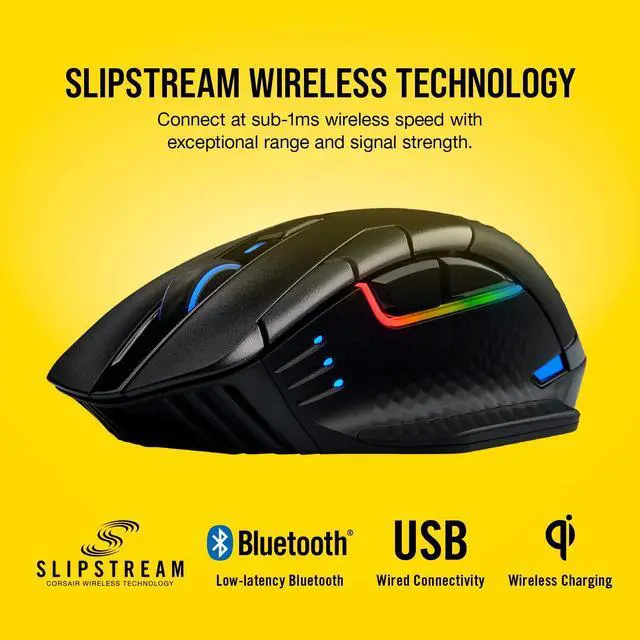 Alt view image 15 of 16 - Corsair Dark Core RGB Pro SE, Wireless FPS/MOBA Gaming Mouse with Slipstream Technology, Black, Backlit RGB LED, 18000 DPI, Optical, Qi Wireless Charging Certified