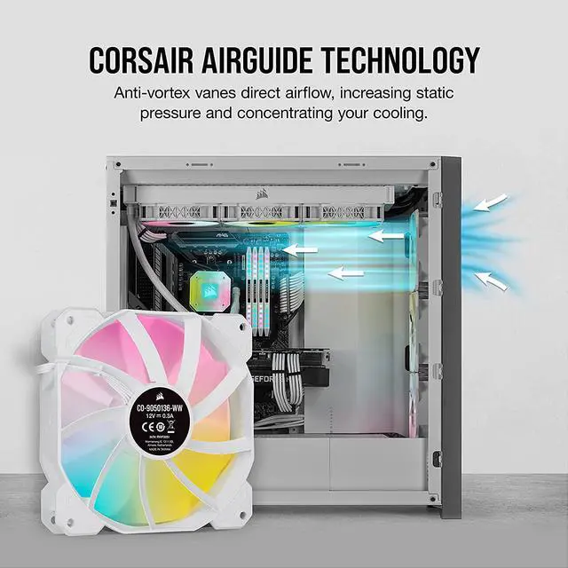 Alt view image 15 of 17 - CORSAIR iCUE SP120 RGB ELITE Performance 120mm White PWM Single Fan (CO-9050136-WW)