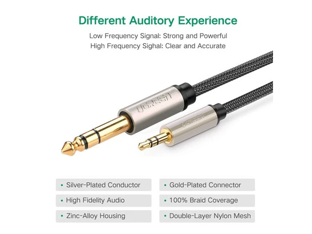 Alt view image 3 of 7 - 6.35mm 1/4 to 3.5mm 1/8 Cable Adapter- Male to Male TRS Stereo Audio Jack Plug Wire Cord Bi-Directional with Gold Plated Connector for iPod Laptop Home Theater and Amplifiers (3.3ft, 1meter)