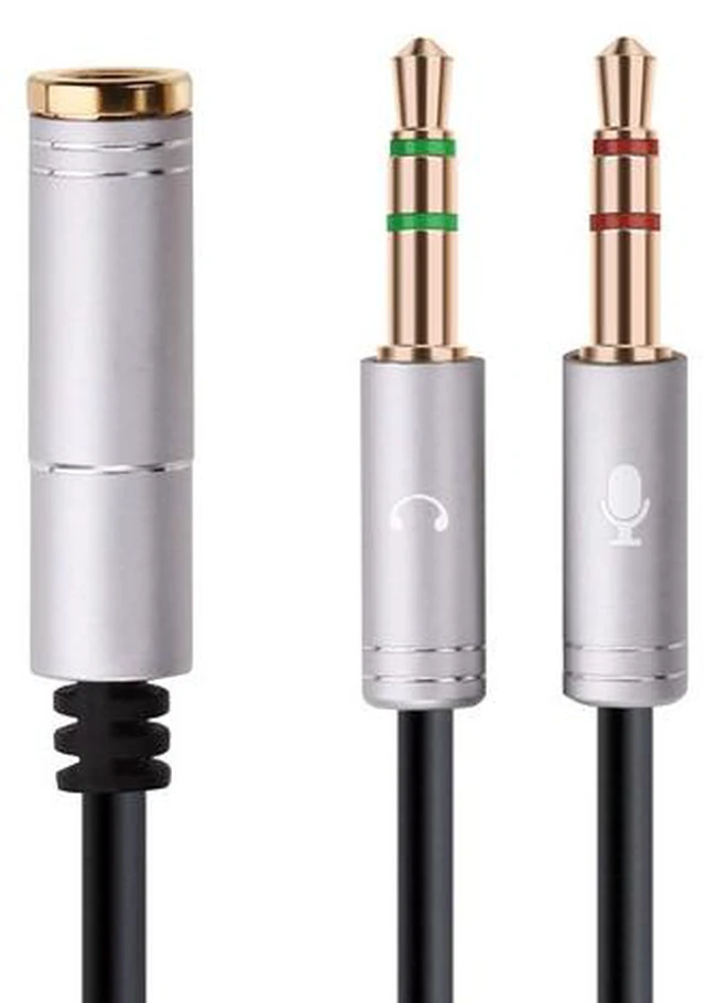 Main image of (2 Pack) 3.5mm 4 Pin Female to 2x3.5mm 3 Pin Male Headphone Converter Head Audio Splitter Y Adapter Cable, 0.3M 1FT (Gray)
