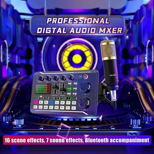 Alt view image 3 of 6 - Podcast Equipment Bundle,BM-800 Mic Kit with Live Sound Card, Condenser PC Gaming Mic with Tripod Stand and Professional Audio Mixer, Prefect for Streaming/Podcasting/Gaming