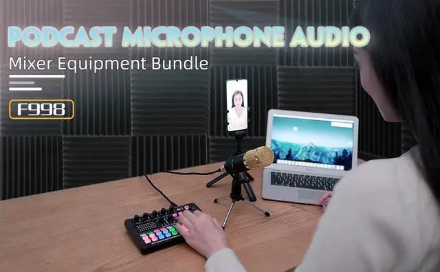 Alt view image 6 of 6 - Podcast Equipment Bundle,BM-800 Mic Kit with Live Sound Card, Condenser PC Gaming Mic with Tripod Stand and Professional Audio Mixer, Prefect for Streaming/Podcasting/Gaming