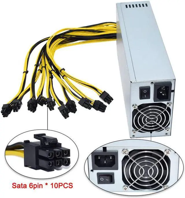 Alt view image 4 of 7 - 2000W PSU Antminer Bitmain 2000w Power Supply 6PIN Antminer T9 ETH PSU antminer S9 S7 L3 BTC LTC Dash Miner Power Supply