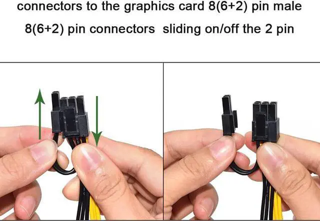 Alt view image 4 of 6 - 10PCS 8Pin Mining Cable, GPU Power Cable for Bitcoin Mining, VGA 8 Pin Female to 8Pin (6+2) Male, Pcie Splitter Cable for Graphics Card, 8pin Extension Connector Cable ( 9 Inches)
