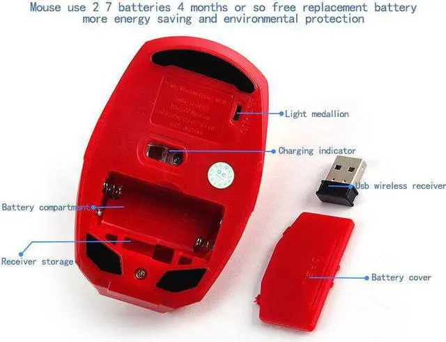 Alt view image 6 of 6 - Lemincrash Gold Color Wireless Gaming Mouse Gamer Computer Mice Button Silent Click 800/1200/1600 Adjustable computer