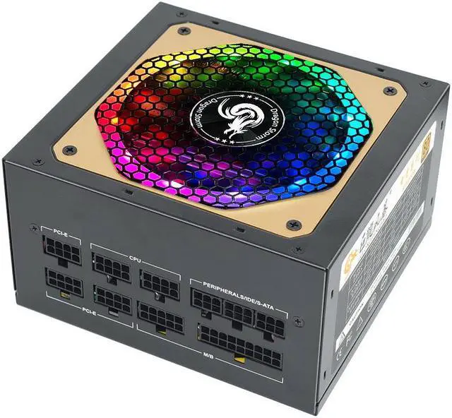 Alt view image 2 of 7 - 80Plus Gold RGB ATX 850W Full Modular PSU Professional Game Video PC Mute Power Supply Maximum Peak 1000w