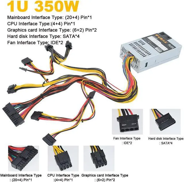 Alt view image 2 of 7 - New For NAS POS Cash Register Machine ATX 350W PSU 180-264V 24Pin For Mini ITX Case Small 1U Flex PC Power Supply