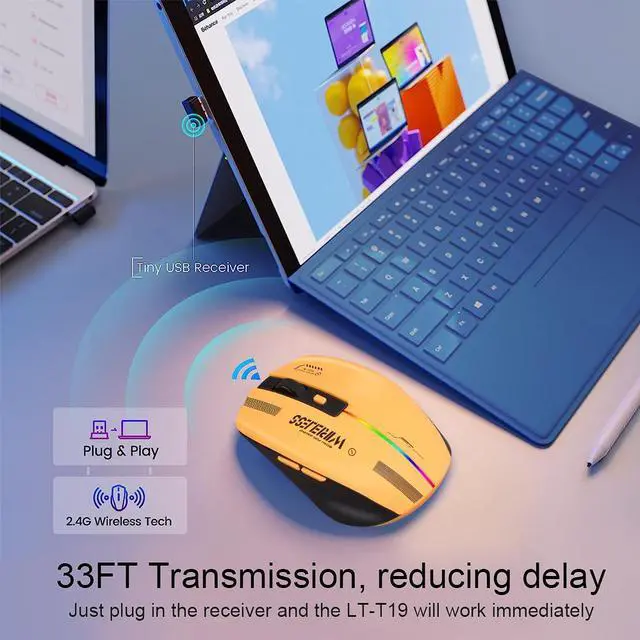 Alt view image 6 of 7 - New LT-T19 Ergonomic Gaming 2.4G TYPE-C Wireless Charging Mouse RGB Mice USB Interface For Desktop PC Laptop Computer