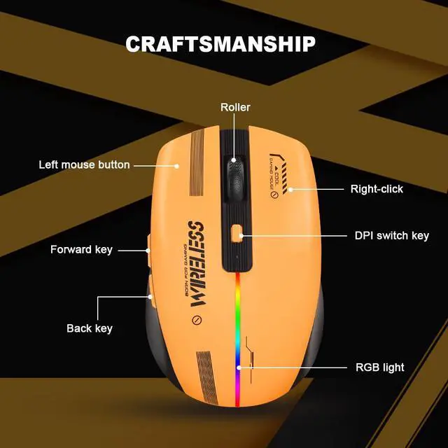 Alt view image 3 of 7 - New LT-T19 Ergonomic Gaming 2.4G TYPE-C Wireless Charging Mouse RGB Mice USB Interface For Desktop PC Laptop Computer
