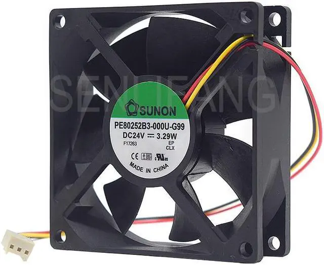 Alt view image 2 of 3 - New For PE80252B3-000U-G99 DC 24V 3.29W 80x80x25mm 3-Wire Server Cooling Fan