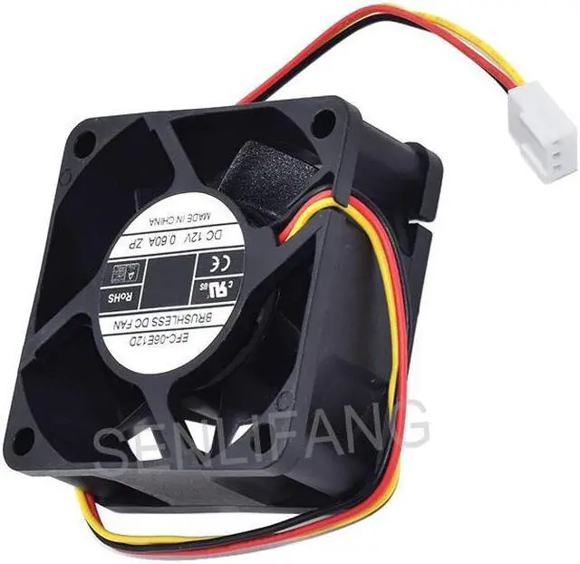 Alt view image 3 of 7 - Original EFC-06E12D 6025 60*60*25MM cold 6 12V 0.60A 3 wires square inverter fan