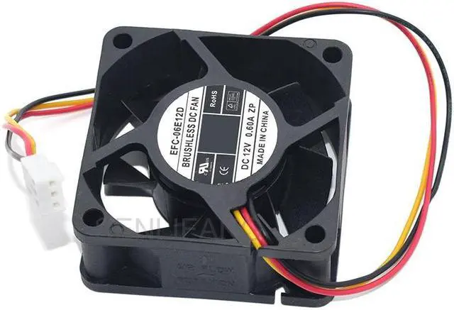 Alt view image 6 of 7 - Original EFC-06E12D 6025 60*60*25MM cold 6 12V 0.60A 3 wires square inverter fan