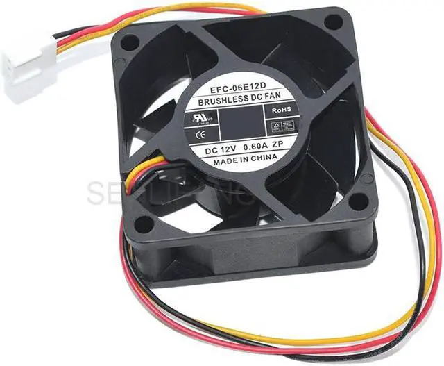 Alt view image 5 of 7 - Original EFC-06E12D 6025 60*60*25MM cold 6 12V 0.60A 3 wires square inverter fan
