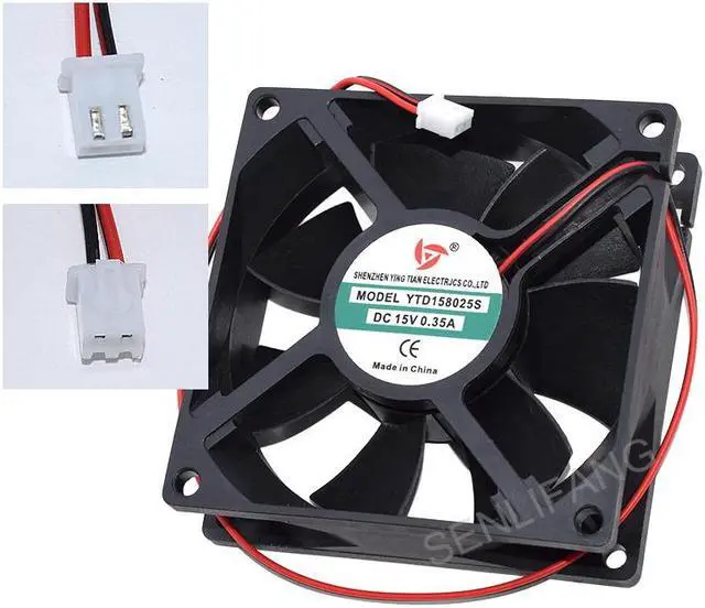 Alt view image 4 of 5 - Brand New YTD158025S DC 15V 0.35A 80x80x25mm 2-Wire Square Cooling Fan