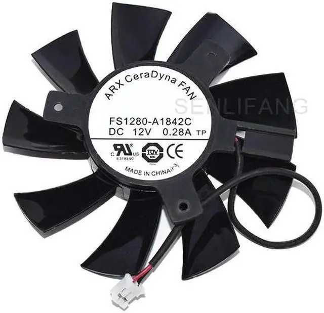 Alt view image 5 of 5 - New For ARX FS1280-A1842C 12 V 0.28 A DC 75 MM C.T.C 40 MM Two-Wire Frameless Video Card Fan