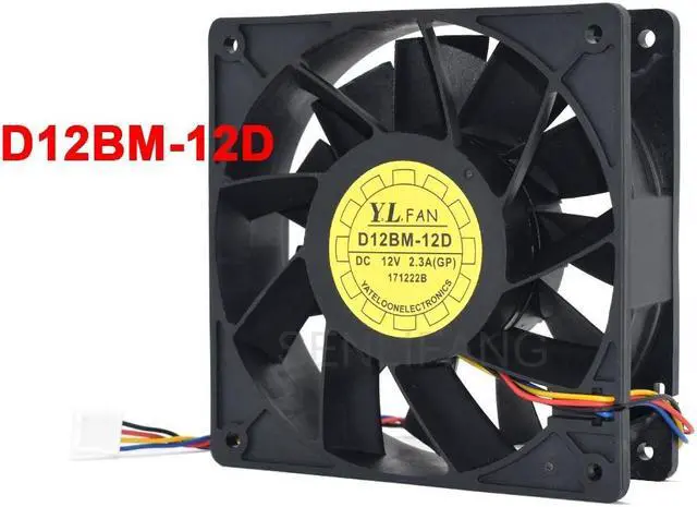 Main image of 12038 120*120*38MM DC12V 2.3A Large Volume Cooling Fan D12BM-12D 4Pin For S7 S9 L3+ T9+ M3 S9i Chassis Server Fan