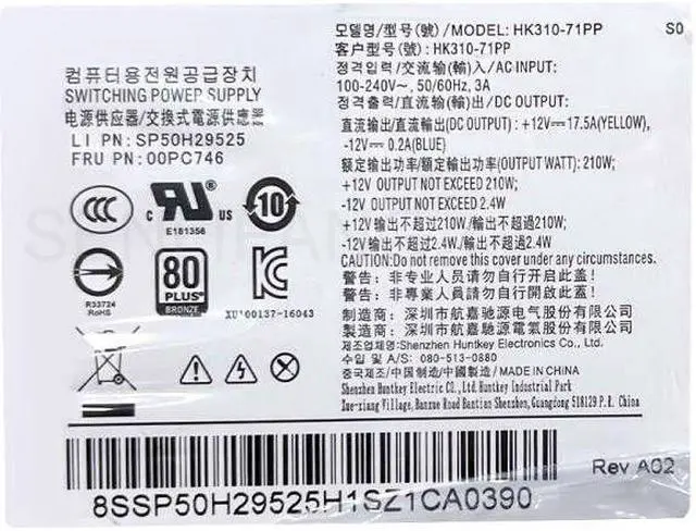 Alt view image 4 of 5 - Genuine New For Lenovo 210W 10Pin Power Supply FSP210-20TGBAA FSP210-20TGBAB 54Y8977 PA-2221-3 PCE025 HK310-71PP 00PC746