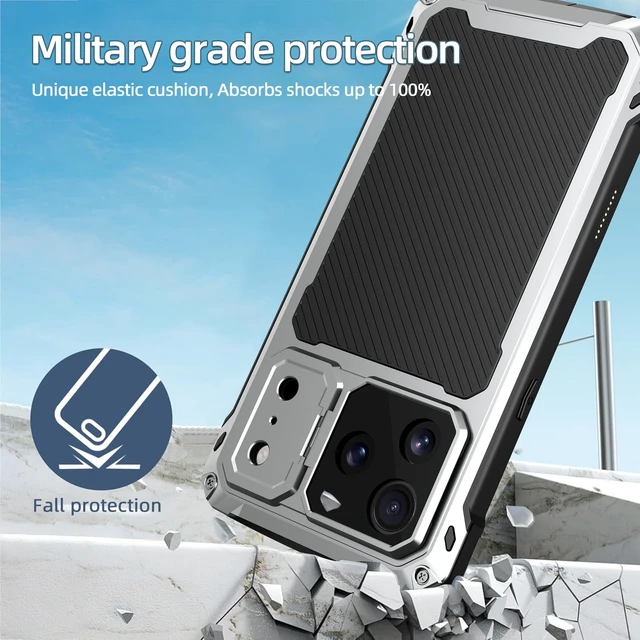 Alt view image 7 of 7 - For iPhone 18 Pro Max Case with 360° Rotating Aluminum Kickstand,Lens Screen Protector Magnetic Shockproof Translucent Cover,Silver