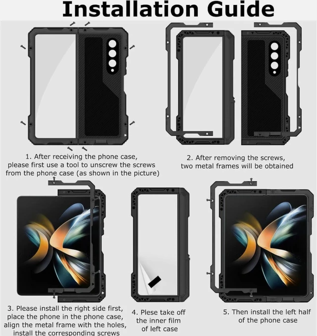 Alt view image 5 of 5 - Samsung Galaxy Z Fold 8 Military Grade Protection Metal Silicone Cell Phone Case with S Pen Holder, Kickstand
