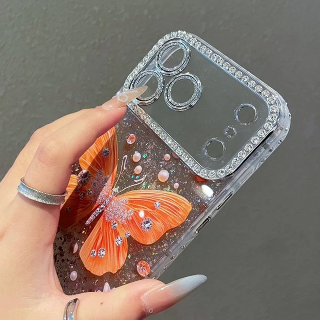 Alt view image 3 of 6 - For iPhone 16 Pro ,Sparkly Clear Phone Case Cover Fashion Butterfly Crystal Bling Rhinestone
