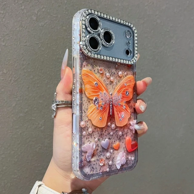 Alt view image 2 of 6 - For iPhone 17 Pro ,Sparkly Clear Phone Case Cover Fashion Butterfly Crystal Bling Rhinestone