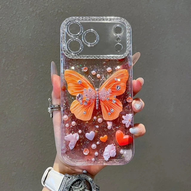 Alt view image 5 of 6 - For iPhone 17 Pro Max ,Sparkly Clear Phone Case Cover Fashion Butterfly Crystal Bling Rhinestone