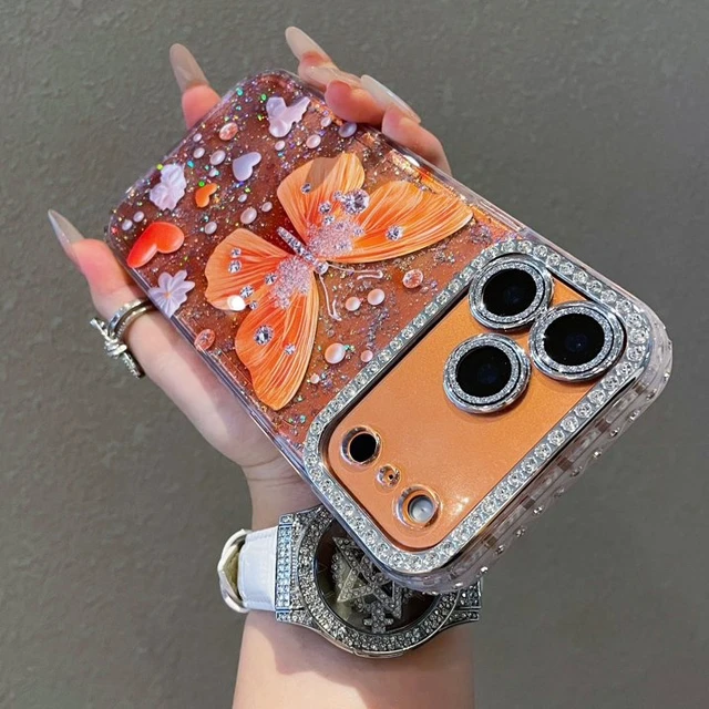 Alt view image 6 of 6 - For iPhone 18 Pro Max ,Sparkly Clear Phone Case Cover Fashion Butterfly Crystal Bling Rhinestone
