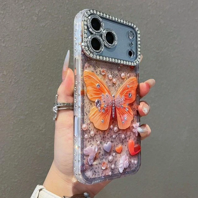 Alt view image 2 of 6 - For iPhone 18 Pro Max ,Sparkly Clear Phone Case Cover Fashion Butterfly Crystal Bling Rhinestone