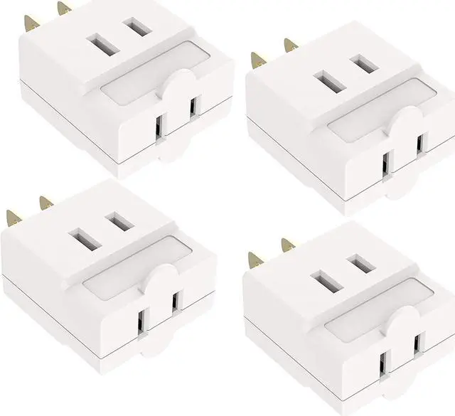 Main image of Oviitech Single Receptacle to 3 Outlet Cube Wall Tap,Plug-In Triple Outlet Polarized Adapter,White(4 Pack)