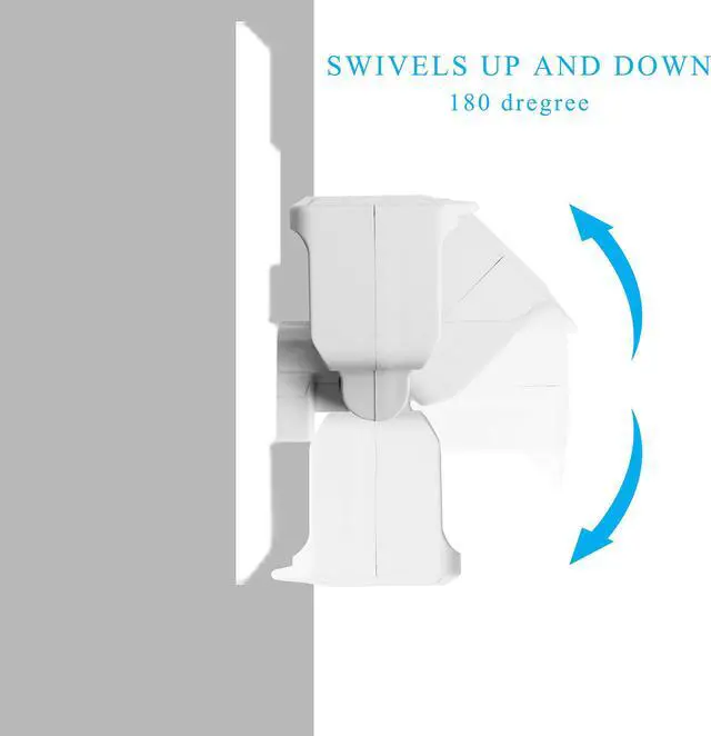 Alt view image 2 of 4 - 3 Outlet Swivel Wall Adapter, Grounded 180 Degree Electrical Plug Adapter, 3-Prong Outlet Tap, UL Listed, White, 2 PACK