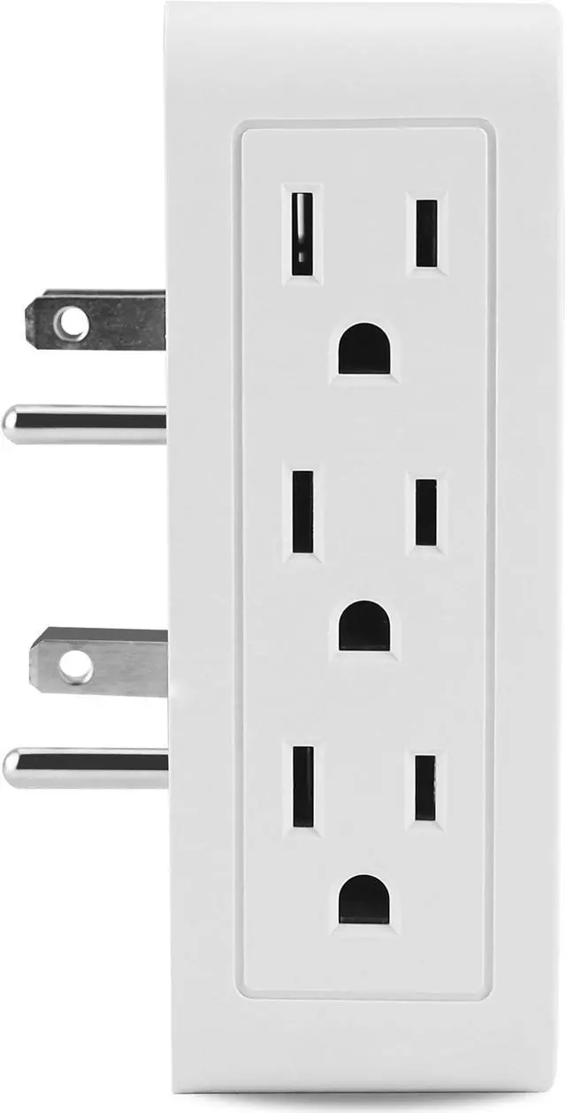 Alt view image 3 of 5 - Plug in Outlet Extender,6 Grounded Outlet Wall Tap Adapter,Side Access,Electrical Wall Plug,UL Listed (Side Entry/2PK)