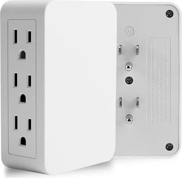 Alt view image 4 of 5 - Plug in Outlet Extender,6 Grounded Outlet Wall Tap Adapter,Side Access,Electrical Wall Plug,UL Listed (Side Entry/2PK)