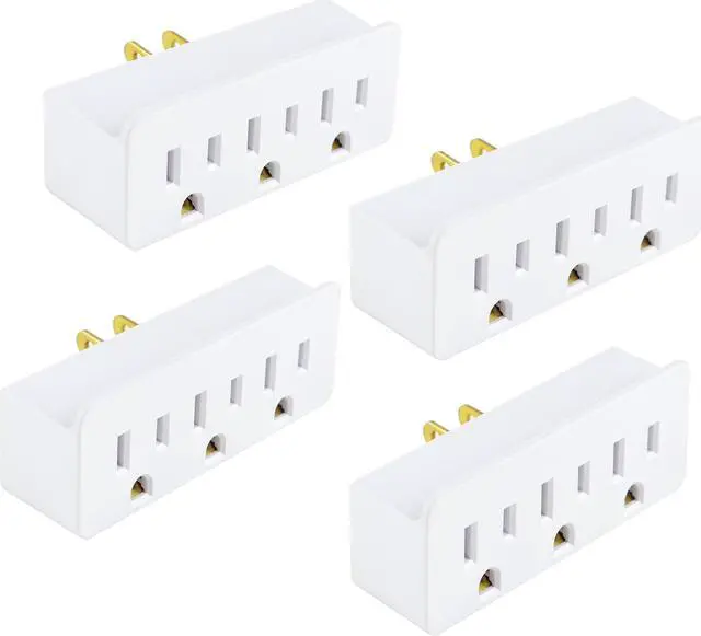 Main image of 3 Outlet Adapter, 3 Way Plug Splitter, 1 to 3 Plug Outlet Adapter, ETL/UL Listed, White, 4PACK