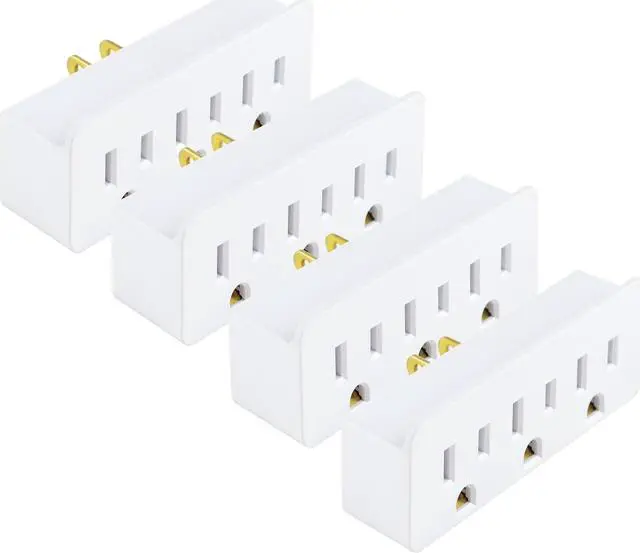 Alt view image 2 of 4 - 3 Outlet Adapter, 3 Way Plug Splitter, 1 to 3 Plug Outlet Adapter, ETL/UL Listed, White, 4PACK