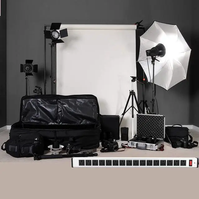 Alt view image 4 of 6 - 16 Outlets Heavy Duty Metal Socket Power Strip,Oviitech 15-Foot Long Extension Cord with Circuit Breaker. Mounting Brackets Included,Workshop/Industrial use, ETL Certified,Black