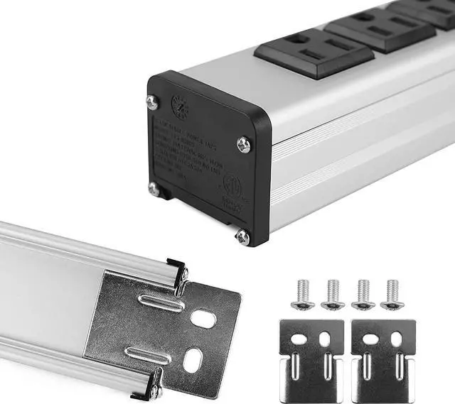 Alt view image 5 of 6 - 16 Outlets Heavy Duty Metal Socket Power Strip,Oviitech 15-Foot Long Extension Cord with Circuit Breaker. Mounting Brackets Included,Workshop/Industrial use, ETL Certified,Black