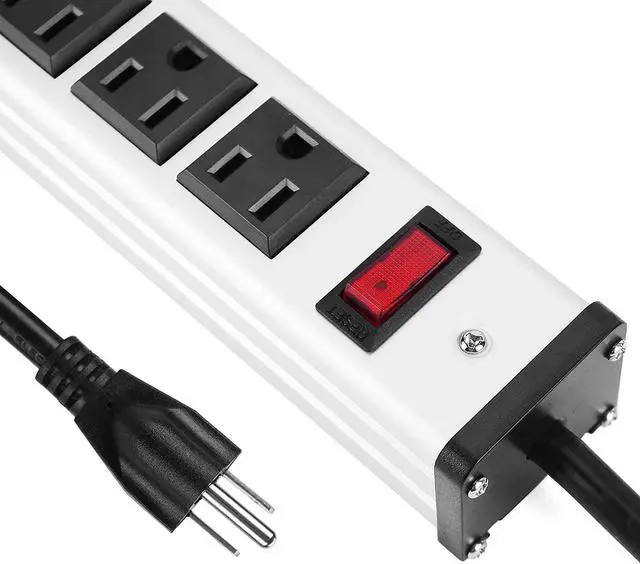 Alt view image 6 of 6 - 16 Outlets Heavy Duty Metal Socket Power Strip,Oviitech 15-Foot Long Extension Cord with Circuit Breaker. Mounting Brackets Included,Workshop/Industrial use, ETL Certified,Black